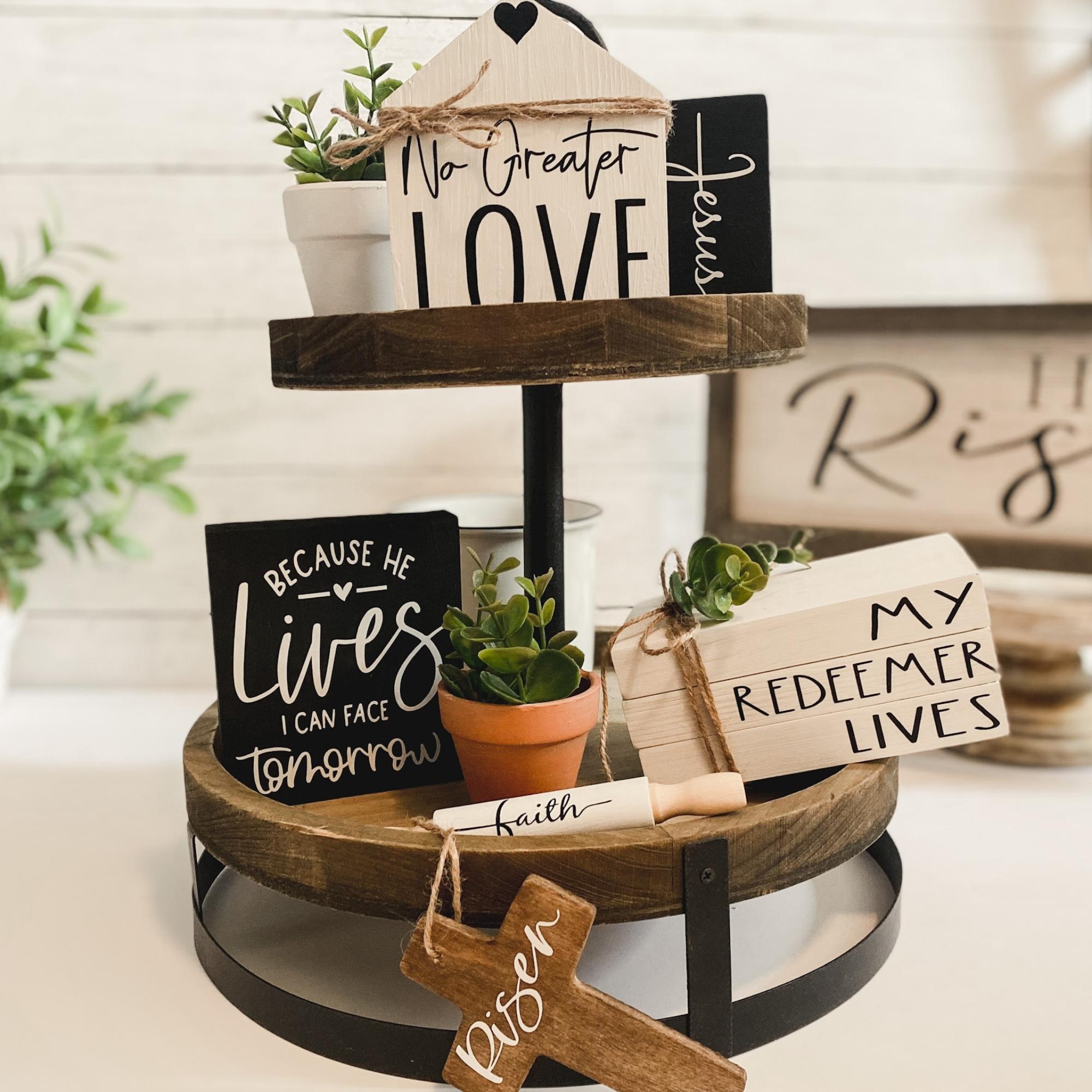 Easter tiered tray décor